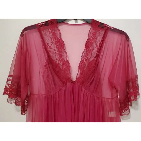 VTG Fuchsia Pink Maxi Gown & Sheer Robe - Picture 2 of 12